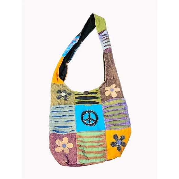 Handbags - Multicolor Hippie BOHO Slouch Hobo Sling Nepal Cross Body Shoulder Bag